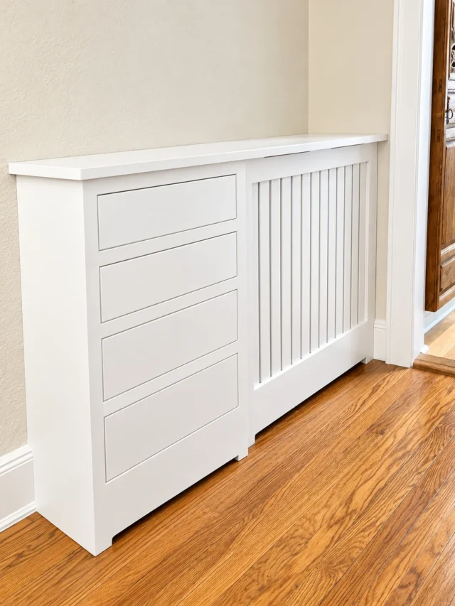 Radiator cover custom built by Action Cabinetry