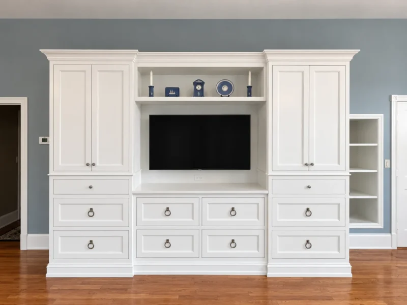 Bedroom furniture · framed inset cabinets · shaker and slab drawer combo&nbsp;· cherry wood interiors