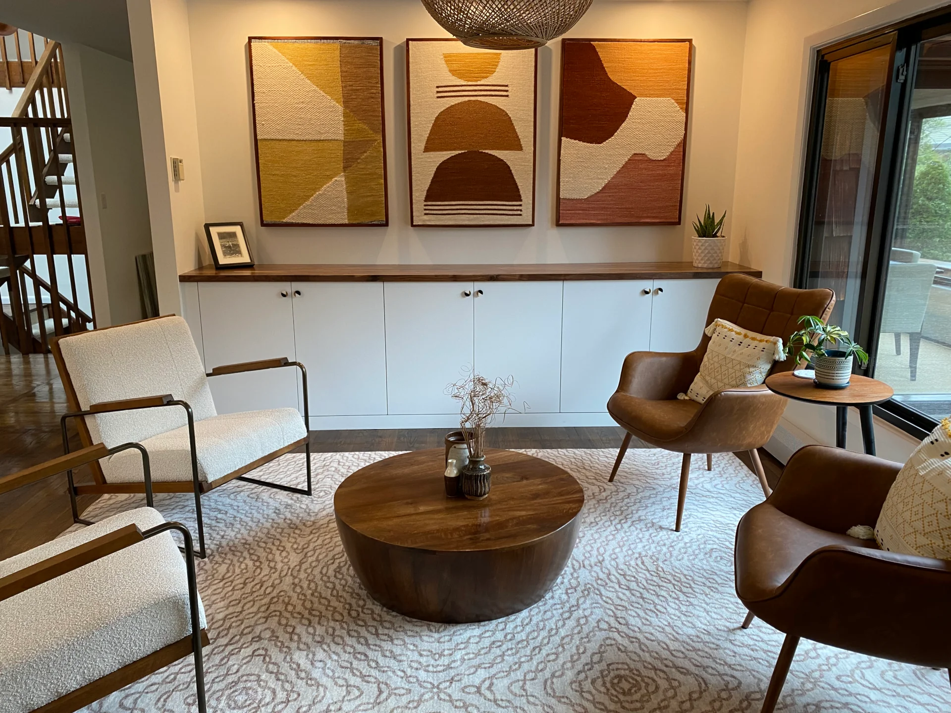 Built-in cabinetry · full overlay cabinets · flat panel doors&nbsp;· stained walnut wood top